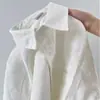 Camisa de Algodón Azul para Primavera y Otoño para Mujer Fresca Holgada Versátil para Viajar Top Exterior para Estaturas Bajas