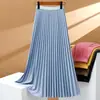 Saia plissada de comprimento médio 2026 primavera e outono novo estilo feminino cintura alta linha A emagrecedora caimento versátil sanfonada saia longa
