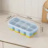 Forma de Gelo de Silicone com Oito Compartimentos em Contraste de Cor com Tampa para Uso Doméstico, Molde de Liberação Fácil para Gelo Caseiro, Fundo Macio, Fabricante de Cubos de Gelo com Frutas