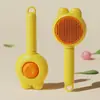 Cepillo para Mascotas Autolimpiante de un Solo Clic Peine de Aguja Curva Anti-Rayaduras para Gatos Perros Desprendimiento Masaje