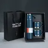 Caneca Térmica de Aço Inoxidável para Negócios Uma Xícara Três Tampas Caixa de Presente Copo Reto Portátil Conjunto de Caixa de Presente de Alta Qualidade