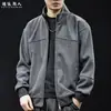 Jaqueta masculina com zíper e gola alta, nova coleção outono 2026, corte solto, plus size, peça externa casual, com toque de alta qualidade, feita de mistura de lã