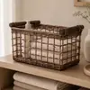 Cesta de Lavandería Tejida de Sauce Nórdico Cesta de Lavado Portátil para el Hogar Cesta Organizadora de Ropa para Dormitorio Baño Cesta de Almacenamiento Estante de Almacenamiento