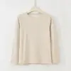 Nova Camisa Térmica Feminina de Inverno com Forro de Lã, Top Casual Listrado de Manga Longa com Gola Redonda e Corte Slim, Venda por Atacado a Partir de Uma Peça