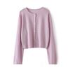 Chaqueta Delgada de Protección Solar Verano Nuevo Estilo Tejido Manga Larga Cuello Redondo Blusa de Aire Acondicionado para Mujer con Lino de Bambú Cárdigan Holgado