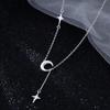 Collar de Luna Escarchada Plateado en Plata 925 para Mujer, Moda Elegante Nuevo Cadena Clavicular Lujo Accesible Diseño Nicho Verano