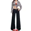 Calça Jeans Wide Leg Azul Escuro para Mulheres, Novo Estilo Verão 2026, Cintura Alta, Caimento Solto, Emagrecimento, Fina, Corte Reto, Fluida, Calça Comprida