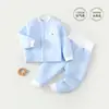 Conjunto de ropa interior térmica de cintura alta para bebé, que incluye una camiseta y pantalones, para otoño e invierno, con acolchado acolchado, adecuado para bebés y niños pequeños