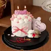 214 Feliz Día de San Valentín Decoración para Pastel Vela de Amor Tarjeta de Corazón Caucho Suave Línea de Arte de Pareja Adorno de Perro Inserto