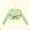 Ropa de baile para niños con forro polar, chaqueta de baile de manga larga con cordones para otoño e invierno, abrigo cálido para ropa de práctica de niñas