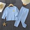 Traje de Terciopelo para Niños Otoño e Invierno Niños y Niñas Ropa de Otoño y Pantalones Largos Niños de Talla Mediana y Grande Pijamas Infantiles Ropa Interior Térmica Ropa para el Hogar Ropa Infantil