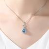 Novo colar Topázio banhado a prata feminino corrente de clavícula com gema azul pingente de coração circulation gift criativo