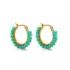 Aretes de Acero Inoxidable con Forma de C y Flor de Cristal, Aretes con Perlas, Aretes para Mujer Europeos y Americanos, Venta al por Mayor Transfronteriza