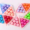 Cuentas Redondas Acrílicas Redondas de 8-16 mm Cuentas Sueltas Cuentas Chapadas Color Macarrón Cadena de Teléfono Móvil DIY Pulsera Joyería Accesorios para Ensartar