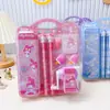 Set de papelería Sanrio Regalo de cumpleaños Kuromi Melody Lápiz Sacapuntas de manivela Material escolar Caja de regalo