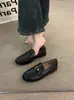 Zapatos negros slip-on para mujer, elegantes y a la moda, con hebilla, adecuados para ir al trabajo en otoño, mocasines