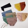 Ropa interior sin costuras de algodón de color liso de cintura media con rosca para tallas grandes para niñas, transpirable, traje U grande, calzones simples de AliExpress