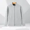 Cardigã com Zíper e Forro de Fleece, Gola Alta, Cor Sólida, Estilo Coreano, Caimento Solto, Casual, Manga Longa, Jaqueta com Gola Alta para Primavera e Outono