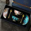 Xícara de Café de Porcelana Óssea Vintage de Alto Padrão com Toque Luxuoso, Conjunto de Xícara e Pires de Cerâmica, Exquisito e de Alta Qualidade, Presente de Inauguração