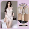 Lencería sexy para mujeres jóvenes, vestido de tirantes de encaje de alta gama, camisón con cordones, tentación uniforme, sin espalda, coqueto, lencería sensual