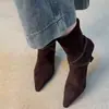 Primer Encuentro Temporada Botines Delgados de Tacón Alto para Mujer 2026 Piel Mate Hebilla Punta Fina Botines Cortos con Temperamento Botines Individuales de Tacón Delgado Retro