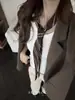 Corbata Rayada Color Café de Alta Inteligencia Estilo Coreano Otoño e Invierno Bufanda Casual Melard Cinturón Versátil Accesorio de Cintura para Mujer