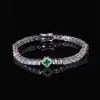 Estilo Ins Hip-Hop Europeo y Americano Trébol de Cuatro Hojas Circonita Cadena de Tenis Joyería Personalizada Personalizable Pulsera de Mujer de Gama Alta Accesorios