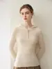 Nuevo suéter de punto con capucha y cremallera 100% cachemir puro para otoño e invierno para mujer, ajuste ceñido, manga larga, prenda exterior de estilo casual y relajado
