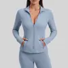 Chaqueta Deportiva Patchwork Color Melocotón Transfronteriza con Cuello Alto, Chaqueta de Fitness Adelgazante y Yoga Transpirable