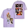 Camiseta Masculina de Manga Curta Vintage Lavada com Estampa Travis Scott, Estilo Americano High Street Transfronteiriço, Top Tendência de Verão com Gola Redonda