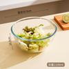 Tigela de vidro transparente resistente a altas temperaturas espessada e bacia Tigela de salada grande doméstica de vidro de alto borosilicato para forno de microondas