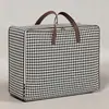 Bolsa de almacenamiento para ropa con estampado de pata de gallo, bolsa organizadora de gran capacidad para edredones y ropa, bolsa de equipaje portátil para estudiantes y mudanzas