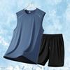 Traje de Chaleco y Shorts de Seda de Hielo para Hombre para Verano, para Correr, de Secado Rápido, Transpirable, Deportivo, Malla de Hielo, Casual