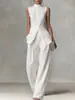 2026 Amazon europeo y americano transfronterizo blusa femenina fluida nuevo estilo elegante sin mangas conjunto de pantalones largos para mujer