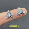 Brincos de Prata Esterlina S925 Vintage Flor Ruyi Peças de Conexão Colar com Franja Plaquete Pressionada Acessórios Refinados DIY