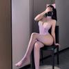 Guanyun lingerie sexy roupa de uma peça sexy rede tentação terno roxo paixão arquivo aberto perspectiva livre meias rede puro desejo