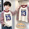 Camiseta de Manga Larga Raglán de Felpa para Niños Primavera Otoño Invierno Elegante para Niños Capa Base Versátil Top de Capa Base Cálido para Niños