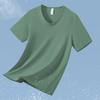 Playera Modal de Seda de Hielo para Hombre de Manga Corta Antibacteriana y Antiácaros Top Cuello V Verano Secado Rápido Fresca Camiseta Básica de Media Manga