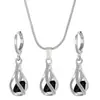 Traje de joyería de cristal de circón de venta caliente transfronteriza para mujer, diseño creativo retro europeo y americano, collar de aretes de gota de agua giratoria, moda