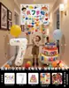 Decoración de Escena de Cumpleaños Lluvia de Globos para Cumpleaños Infantil Niño de 3 Años 2 Años Atmósfera de Ceremonia Tela Colgante para Niña Pequeña