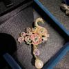 Broche Garure Gem Vintage Italiano Broche de Papagaio Dourado Banhado a 18K Zircônia Arco-Íris Combinação