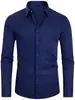 Camisa de Botones Amazon de Estiramiento Cuatro Vías Color Natural para Hombre, Manga Larga Color Sólido Moda Masculina Transfronteriza Corte Delgado Casual de Negocios Envío Gratis