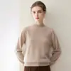 Suéter de punto de cachemir 100% puro de alta gama para mujer, listo para usar, con cuello semi-alto, corte holgado y efecto adelgazante