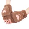 Luvas de pelúcia fofas de pelúcia para estudantes e mulheres, luvas quentes de inverno para escrita e escritório, com garra de gato e vison de urso, meio dedo