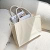 Bolso Tote de Lona Blanco Crudo Chic Simple Bolso de Almacenamiento DIY Pintado a Mano Bolso de Viaje para Mujer de un Solo Hombro Bolsa de Compras Ecológica