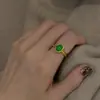 Anillo Popular de Oro Texturizado Estilo Vintage de Xiaohongshu, Anillo Ovalado de Moda para el Dedo Índice, Anillo Cuadrado, Par de Anillos, Envío Directo de Una Pieza