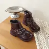 Botas Martin de Cuero Patentado para Niñas de Comercio Exterior 2026 Nuevo Estilo Otoño Estilo Británico Botines Bajos para Niños Pequeños y Niños Pequeños Botas de Princesa Modernas