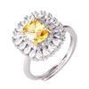 Anillo de Moda Europeo y Americano Micro-incrustado Diamante Amarillo Anillo de Cristal Rosa con Forma de Gota de Agua Pera para Mujer Joyería de Lujo Exagerada Personalizada Anillo para Mujer