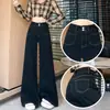 Jeans anchos de pierna ancha elásticos de cintura alta nuevos para mujer estilo retro americano, adelgazantes y con caída, pantalones de moda hasta el suelo A14114