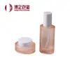 Set de cuidado de la piel en botella plana estilo INS con polvo esmerilado, set hidratante, botella de vidrio con tapa blanca simple, botella dispensadora de cosméticos, OEM